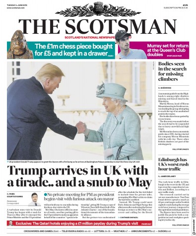 The Scotsman (UK) Newspaper Front Page for 5 June 2019