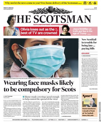 The Scotsman Newspaper Front Page for 5 June 2020