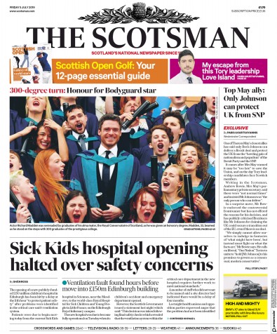 The Scotsman (UK) Newspaper Front Page for 5 July 2019