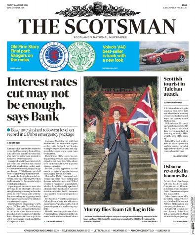 The Scotsman Newspaper Front Page for 5 August 2016