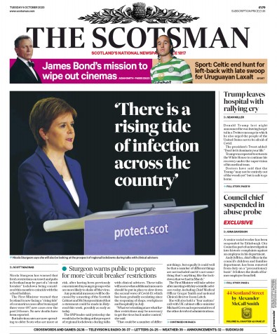 The Scotsman Newspaper Front Page for 6 October 2020