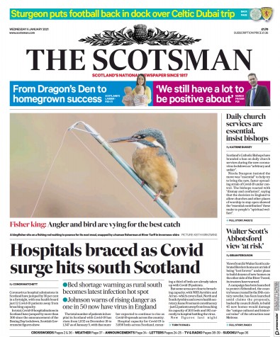 The Scotsman Newspaper Front Page for 6 January 2021