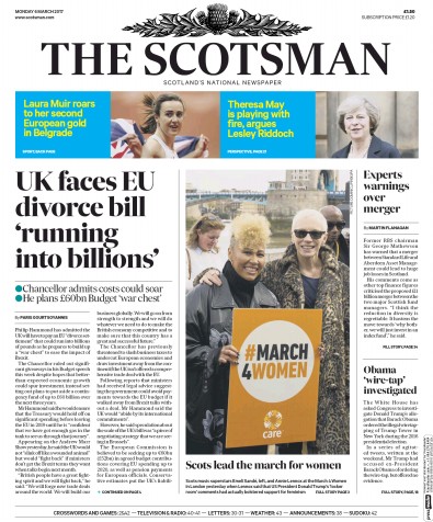 The Scotsman Newspaper Front Page for 6 March 2017