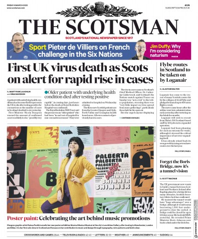 The Scotsman Newspaper Front Page for 6 March 2020