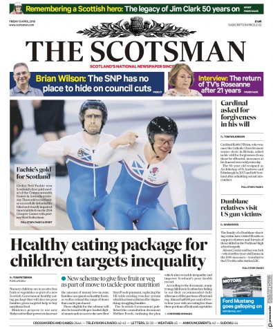 The Scotsman Newspaper Front Page for 6 April 2018