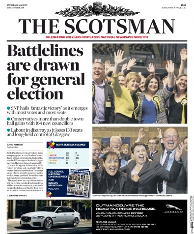The Scotsman Newspaper Front Page for 6 May 2017