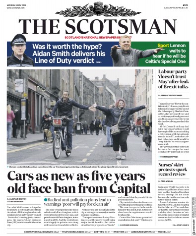 The Scotsman Newspaper Front Page for 6 May 2019