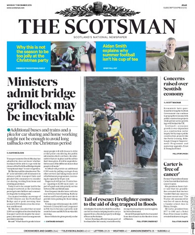 The Scotsman (UK) Newspaper Front Page for 7 December 2015