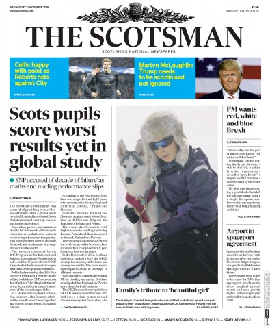 The Scotsman (UK) Newspaper Front Page for 7 December 2016