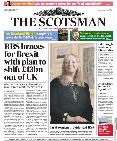 The Scotsman (UK) Newspaper Front Page for 7 December 2018