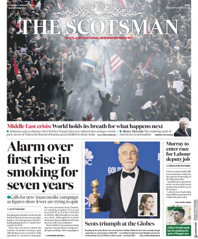 The Scotsman (UK) Newspaper Front Page for 7 January 2020