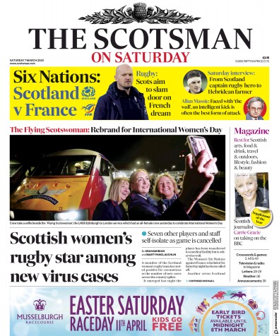 The Scotsman (UK) Newspaper Front Page for 7 March 2020