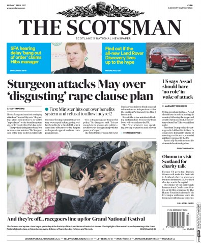 The Scotsman Newspaper Front Page for 7 April 2017