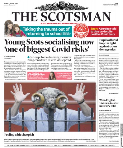 The Scotsman Newspaper Front Page for 7 August 2020