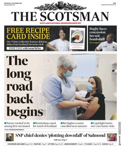 The Scotsman Newspaper Front Page for 9 December 2020