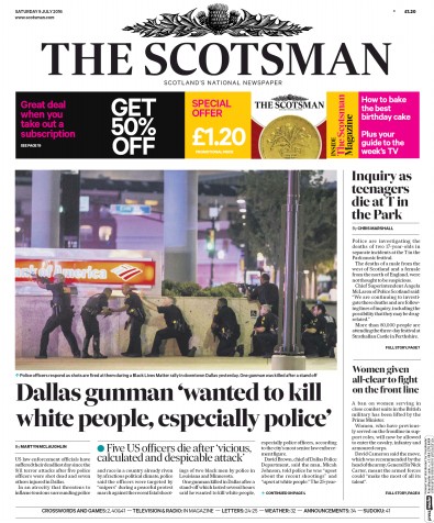 The Scotsman Newspaper Front Page for 9 July 2016