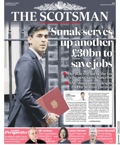 The Scotsman Newspaper Front Page for 9 July 2020