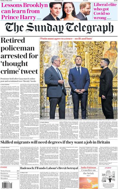 The Sunday Telegraph (UK) Newspaper Front Page for 11 May 2025