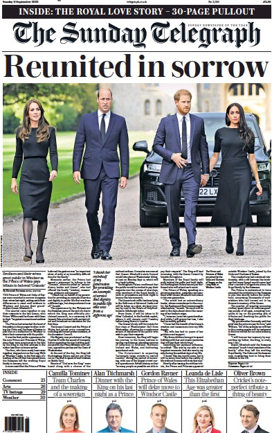 The Sunday Telegraph (UK) Newspaper Front Page for 11 September 2022