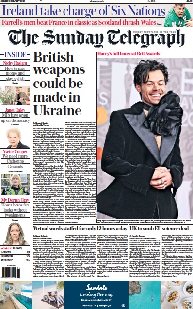 The Sunday Telegraph (UK) Newspaper Front Page for 12 February 2023