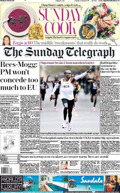 The Sunday Telegraph Newspaper Front Page for 13 October 2019