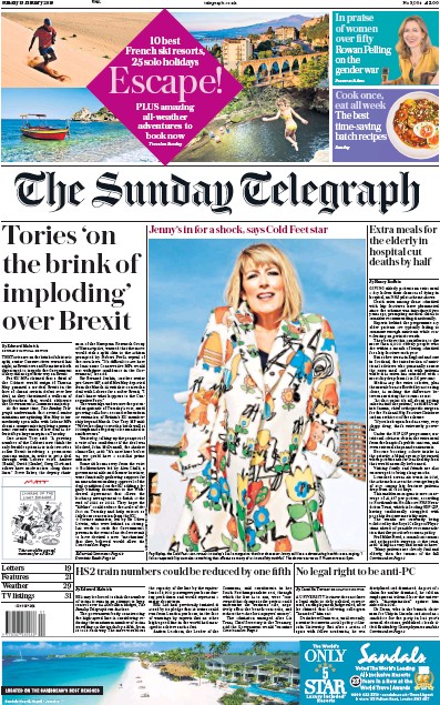 The Sunday Telegraph (UK) Newspaper Front Page for 13 January 2019