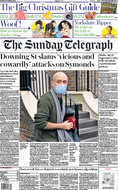 The Sunday Telegraph Newspaper Front Page for 15 November 2020