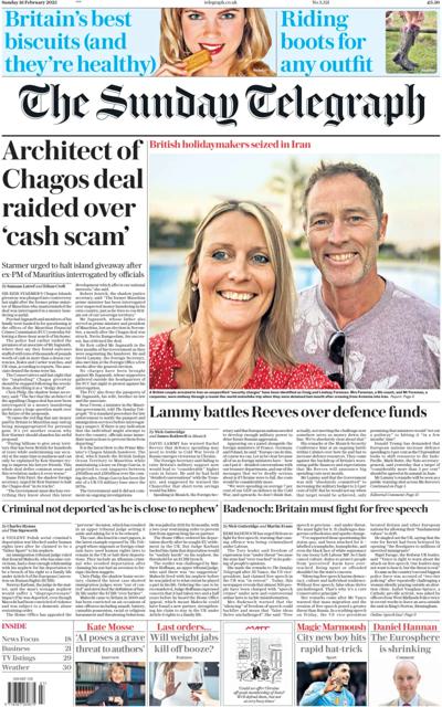 The Sunday Telegraph (UK) Newspaper Front Page for 16 February 2025