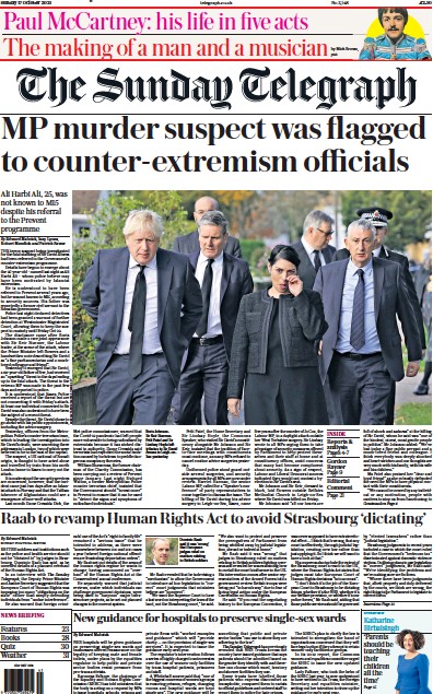The Sunday Telegraph (UK) Newspaper Front Page for 17 October 2021