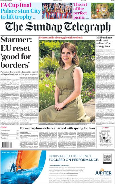 The Sunday Telegraph (UK) Newspaper Front Page for 18 May 2025