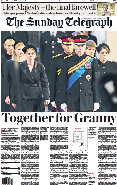 The Sunday Telegraph (UK) Newspaper Front Page for 18 September 2022