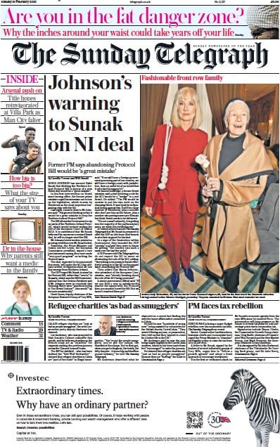 The Sunday Telegraph (UK) Newspaper Front Page for 19 February 2023