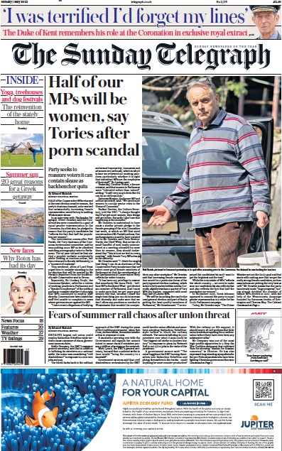 The Sunday Telegraph (UK) Newspaper Front Page for 1 May 2022