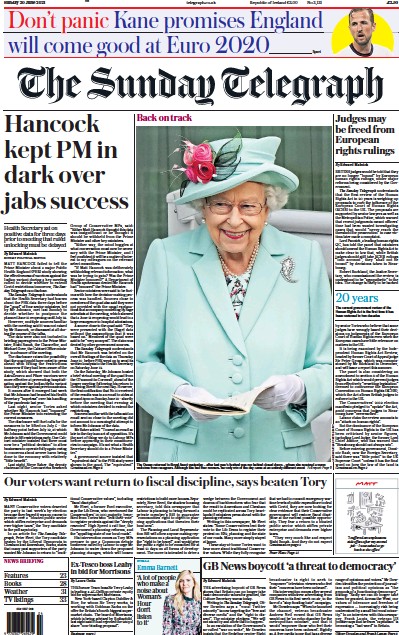 The Sunday Telegraph (UK) Newspaper Front Page for 20 June 2021