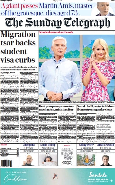 The Sunday Telegraph (UK) Newspaper Front Page for 21 May 2023
