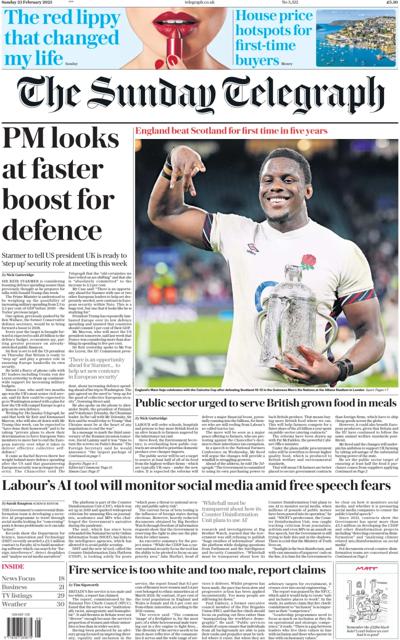 The Sunday Telegraph (UK) Newspaper Front Page for 23 February 2025