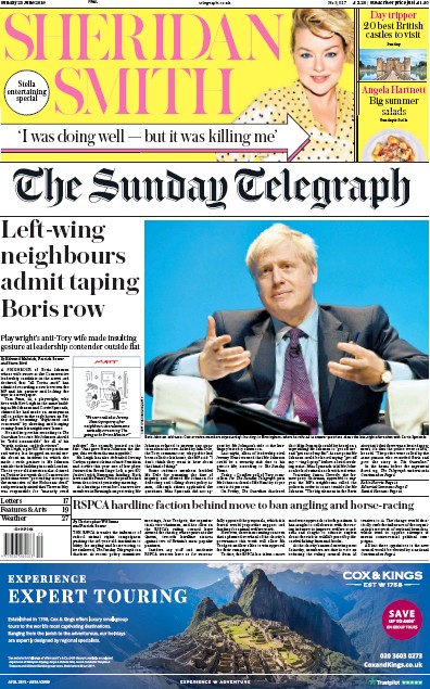 The Sunday Telegraph Newspaper Front Page for 23 June 2019