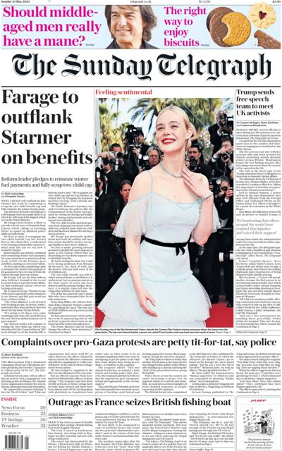 The Sunday Telegraph (UK) Newspaper Front Page for 25 May 2025
