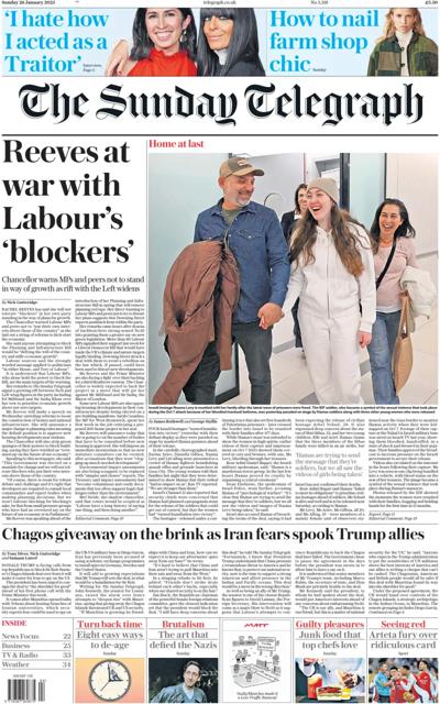 The Sunday Telegraph (UK) Newspaper Front Page for 26 January 2025