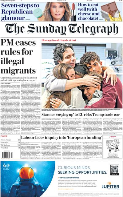 The Sunday Telegraph (UK) Newspaper Front Page for 2 February 2025