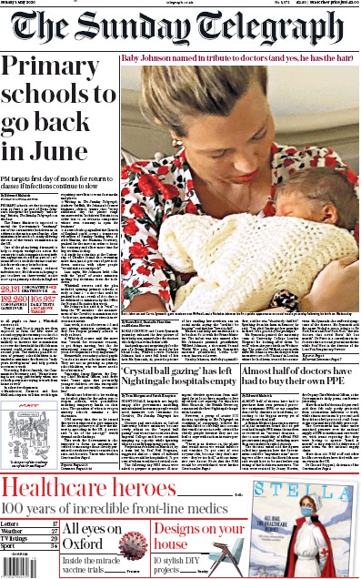 The Sunday Telegraph (UK) Newspaper Front Page for 3 May 2020