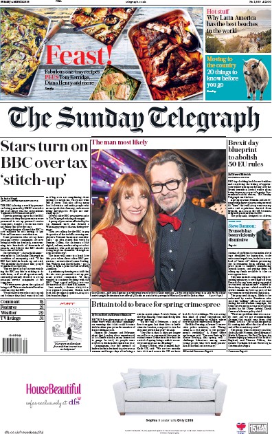 The Sunday Telegraph Newspaper Front Page for 4 March 2018