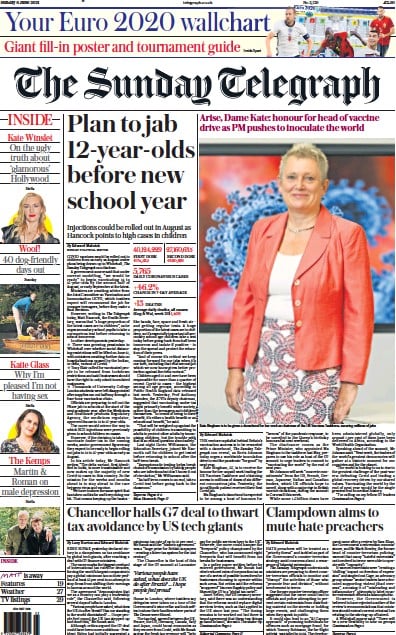 The Sunday Telegraph (UK) Newspaper Front Page for 6 June 2021