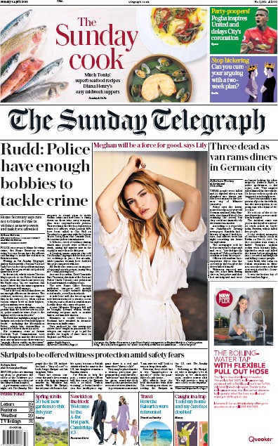 The Sunday Telegraph Newspaper Front Page for 8 April 2018