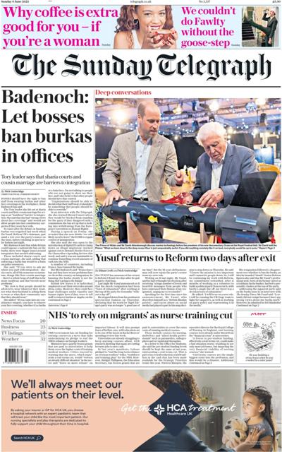 The Sunday Telegraph (UK) Newspaper Front Page for 8 June 2025